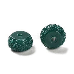 オペーク樹脂ビーズ  テクスチャーロンデル  ティール  12x7mm  穴：2.5mm&nbsp;RESI-B020-07J