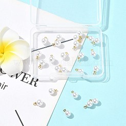 ABSプラスチック模造真珠チャーム24個  真鍮パーツ  ラウンド  18KGP本金メッキ  10x6x6mm  穴：1.6mm&nbsp;KK-FS0001-78