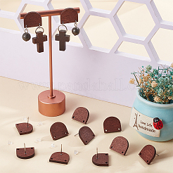 30Pcs Half Round Wood Stud Earring Findings&nbsp;WOOD-UN0001-04