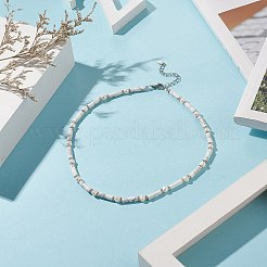 天然ハウライト & パール & クリスタル ラインストーン ビーズ ネックレス (女性用)  16.89インチ（42.9cm）&nbsp;NJEW-JN04209-02