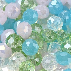 ガラスビーズ  多面カット  ロンデル  紺碧  8x6mm  穴：1mm  約145個/60g&nbsp;EGLA-A034-SM8mm-50
