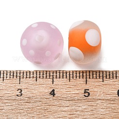 つや消し手作りランプワークビーズ  水玉模様のラウンド  ミックスカラー  13x9.5mm  穴：1.6mm&nbsp;LAMP-Z023-03