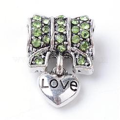 Alloy Rhinestone European Dangle Charms&nbsp;MPDL-S043-M