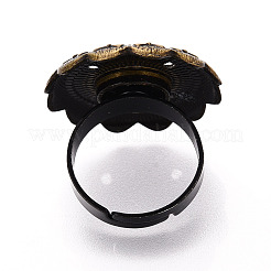 Adjustable Flower Alloy & Iron Bezel Cup Ring Base with Rotatable Tray&nbsp;MAK-T012-07AB