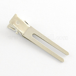 アイアン製ダッカールクリップパーツ  子供の日子供のヘアクリップのためのDIYの材料  プラチナ  46x9mm&nbsp;X-PHAR-R109-01