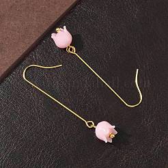 Electroplated 304 Stainless Steel Dangle Earrings&nbsp;EJEW-Z129-16G-02