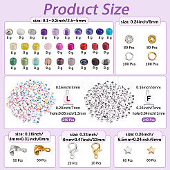 DIY 丸型ガラスシードビーズブレスレット作成キット  ミックスカラー  4~12x0.6~6.5x0.6~4mm  穴：1~4mm&nbsp;DIY-SP0003-49