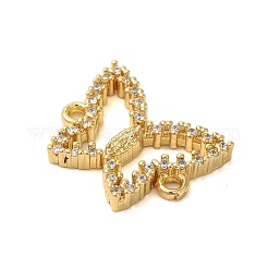 Rack Plating Brass Pave Clear Cubic Zirconia Hollow Butterfly Connector Charms&nbsp;KK-C067-07G
