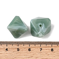 不透明なアクリルビーズ  天然石風  ナゲット  ツートン  多面カット  ミディアムアクアマリン  11.5x19.5x21.5mm  穴：1.8mm  179個/ 500g&nbsp;OACR-D320-02D