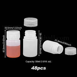 プラスチック製の広口実験用試薬ボトル  サンプルボトルを密封する  ホワイト  33.5x61.5mm  容量：30ml（1.01fl.oz）&nbsp;CON-WH0089-195A-02