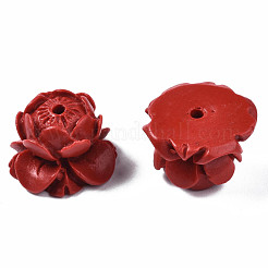 蓮辰砂ビーズ  花  ファイヤーブリック  12x18x18mm  穴：2mm&nbsp;CARL-Q004-83