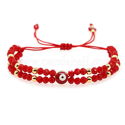Multi-Layer Glass & Brass Beaded Adjustable Bracelets&nbsp;CL9505-1