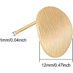 真鍮製スタッドピアスパーツ  カン付き  フラットラウンドバキュームパッキン  18KGP本金メッキ  12mm  穴：2mm  ピン：0.5mm  20個/箱&nbsp;KK-BC0005-11G