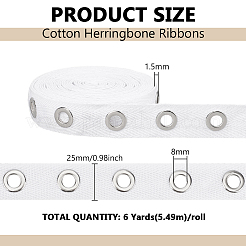 6 Yards Cotton Herringbone Ribbons with Brass Eyelet Rings&nbsp;OCOR-BC0009-52