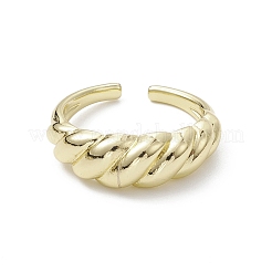 Rack Plating Brass Open Cuff Rings Ribbed Finger Ring&nbsp;RJEW-K257-30G