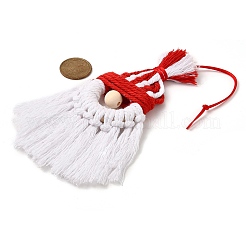 Christmas Handmade Woven Macrame Cotton Thread Santa Claus Pendant Decorations&nbsp;HJEW-JM02455-02