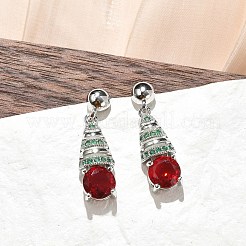 Brass Micro Pave Cubic Zirconia Stud Earrings&nbsp;EJEW-M077-16P