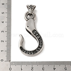 304ステンレスペンダント  釣り針チャーム  アンティークシルバー  45x23.5x6.5mm  穴：8.5x4mm&nbsp;STAS-U001-09AS