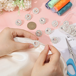 合金ラインストーンシャンクボタン16個  1穴  花  プラチナ  21x10.5mm  穴：2.5mm&nbsp;BUTT-MA0001-07