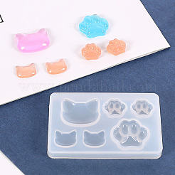シリコンモールド  エポキシレジン型  UVレジン用  DIYジュエリークラフト作り  猫＆クマの足  ホワイト  77x47x8mm  インナーサイズ：14~25mm&nbsp;X-DIY-L005-06