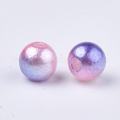 レインボーABSプラスチックイミテーションパールビーズ  グラデーションマーメイドパールビーズ  ラウンド  ショッキングピンク  3x2.5mm  穴：1mm  約50000個/500g&nbsp;OACR-Q174-3mm-13