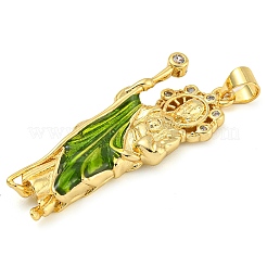Rack Plating Brass Micro Pave Clear Cubic Zirconia Pendants&nbsp;KK-Z063-04G