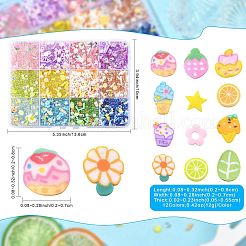 144g 12色の手作りポリマー粘土カボションとプラスチックビーズ、DIYジュエリー作りの材料  混合図形  ミックスカラー  2~8x2~7x0.5~5.5mm  12 G /カラー&nbsp;CLAY-FS0001-47
