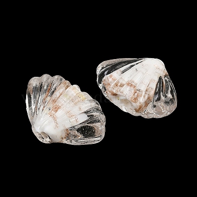 手作りランプワークビーズ  シェル形状  透明  16~17x22.5~23x9.5mm  穴：1.6mm&nbsp;LAMP-K047-02B-1