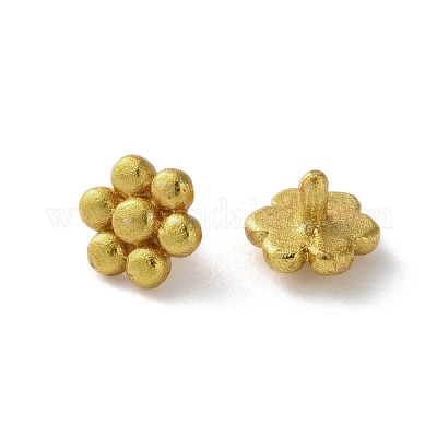 真鍮ヒートンキャップ  長持ちメッキ  ラックめっき  花  ゴールドカラー  4.5x5x4mm&nbsp;KK-R215-01G-02-1