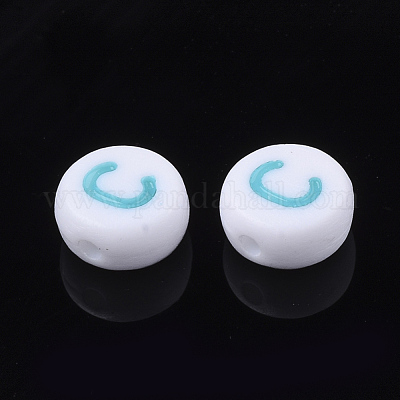 初期のアクリルビーズ  水平穴  フラットラウンド  ミックスカラー  文字.c  7x3.5~4mm  穴：1.2mm  約3700個/500g&nbsp;OACR-E001-20C-1