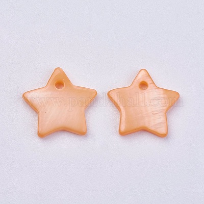 シェルペンダント  染め  スターのチャーム  ミックスカラー  12x2mm  穴：1.2mm&nbsp;BSHE-P026-01-1