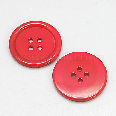 樹脂ボタン  染め  フラットラウンド  レッド  28x3mm  穴：2mm  98個/袋&nbsp;RESI-D030-28mm-03-1