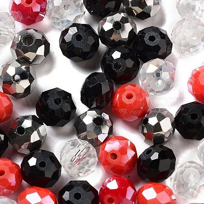 ガラスビーズ  多面カット  ロンデル  銀  10x8mm  穴：1mm  約560個/500g&nbsp;EGLA-A034-LM10mm-14-1