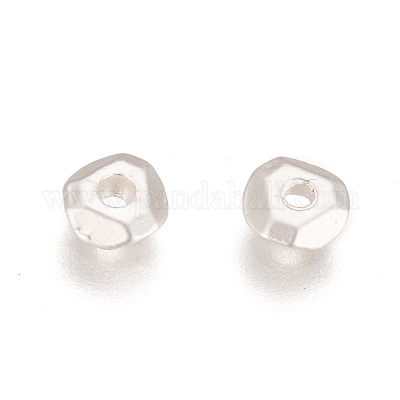 真鍮ビーズ  長持ちメッキ  多面カット  フラットラウンド  マットシルバーカラー  5x2mm  穴：1.2mm&nbsp;KK-K238-20MS-1