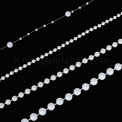 ABSプラスチックパールチェーン  ラウンド  ホワイト  2.5~8mm&nbsp;KY-WR0001-07-1
