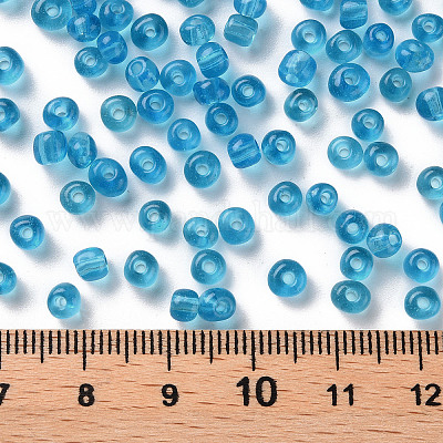 ガラスシードビーズ  トランスペアレント  ラウンド  空色  6/0  4mm  穴：1.5mm  約300粒/30g&nbsp;X2-SEED-A004-4mm-3-1