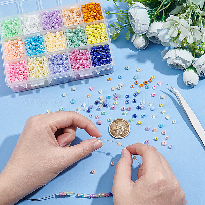 ガラスシードビーズ15色  セイロン  ラウンド  ミックスカラー  3mm  穴：1mm  約450pcs / 20g /コンパートメント  約6750個/箱&nbsp;SEED-PH0012-07-1