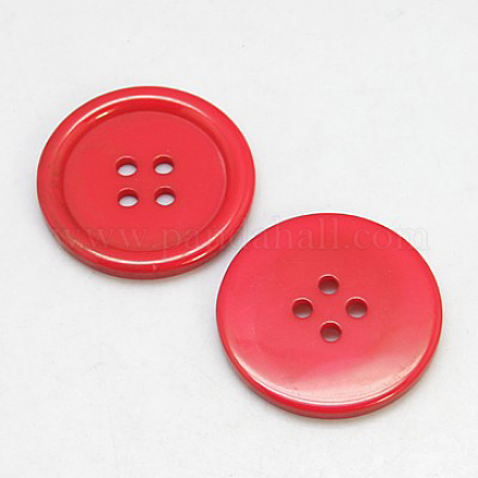 樹脂ボタン  染め  フラットラウンド  レッド  28x3mm  穴：2mm  98個/袋&nbsp;RESI-D030-28mm-03-1
