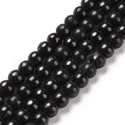 Natural Shungite Beads Strands G-D481-15B-4MM-1
