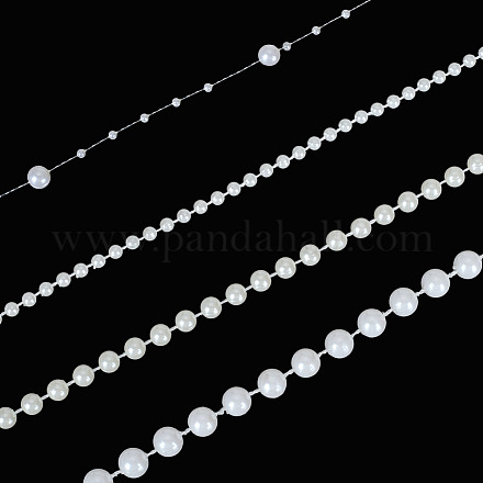 ABSプラスチックパールチェーン  ラウンド  ホワイト  2.5~8mm&nbsp;KY-WR0001-07-1