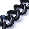 Handmade Acrylic Curb Chains, Twisted Chain, Imitation Gemstone Style, for Jewelry Making, Black, Link: 23.5x23.5x4mm, 39.37 inch(1m)/strand