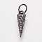 Brass Micro Pave Cubic Zirconia Charms, Cadmium Free & Lead Free, Triangle, Clear, Gunmetal, 13.5x4x2mm, Hole: 3.5mm