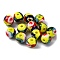 Handmade Millefiori Lampwork Beads, Round, Yellow, 8.5~9mm, Hole: 1.6mm