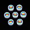 Handmade Polymer Clay Beads, Flat Round with Beach Ball Patterns, WhiteSmoke, 9.5~10x4.5mm, Hole: 1.8mm