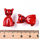 手作りランプワークビーズ  猫の形  レッド  21x14.5x12.5mm  穴：1.8mm&nbsp;LAMP-T021-19C-3
