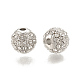 合金ビーズ  ラインストーン付き  ラウンド  クリスタル  プラチナ  8x8mm  穴：1.5mm&nbsp;PALLOY-S066-02B-P-2