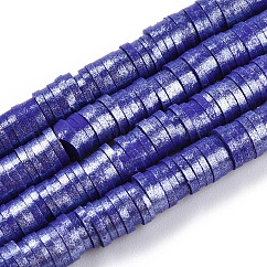 Handmade Polymer Clay Beads Strands, Pearlized, Disc/Flat Round, Heishi Beads, Blue, 6mm, Hole: 1.5mm, 15.75''(40cm)
