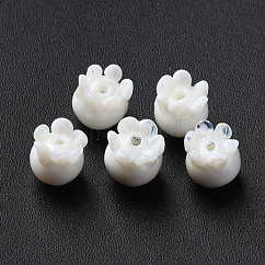 手作りのでこぼこランプワークビーズ  クラゲ  ホワイト  8~9x8mm  穴：1~1.5mm