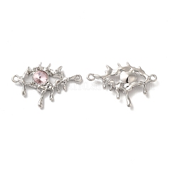 Alloy Connector Charms, Melting Eye Links with Glass, Lead Free & Cadmium Free, Platinum, Misty Rose, 21x30.5x4mm, Hole: 1.6mm