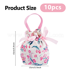 10Pcs Cloth Flower Print Drawstring Pouches&nbsp;ABAG-DC0001-09B